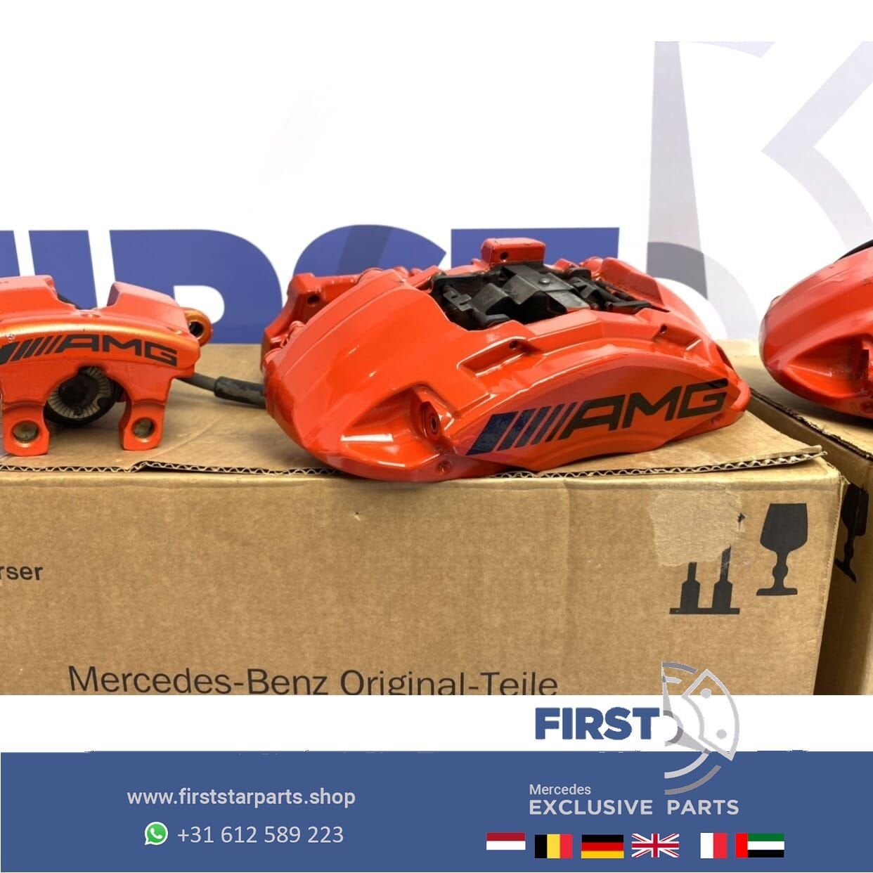 W205 C43 AMG LINE REMMEN SET (4x) ROOD Mercedes C Klasse 200, Utilisé, -, -, Enlèvement ou Envoi