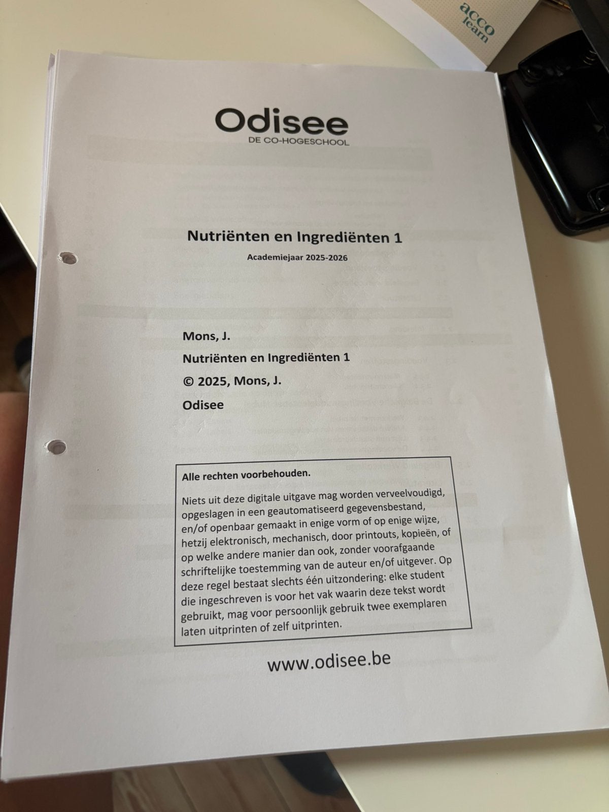 Odisee nutrienten en ingredienten 1, Enlèvement, Comme neuf, Enseignement supérieur