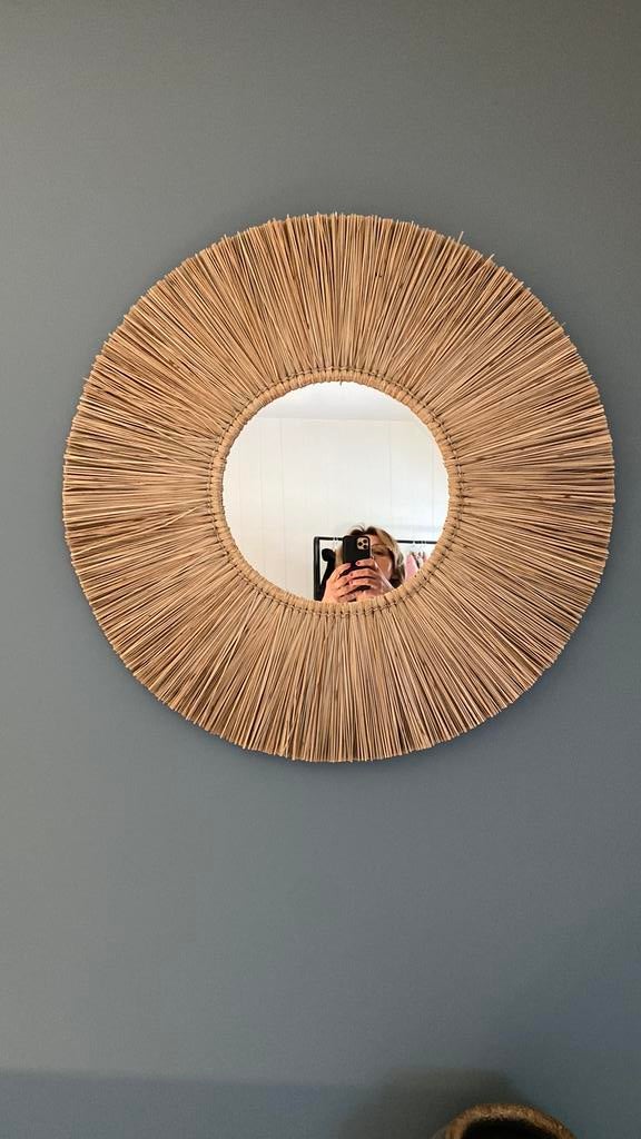 Spiegel met rotan, Huis en Inrichting, Ophalen, Zo goed als nieuw