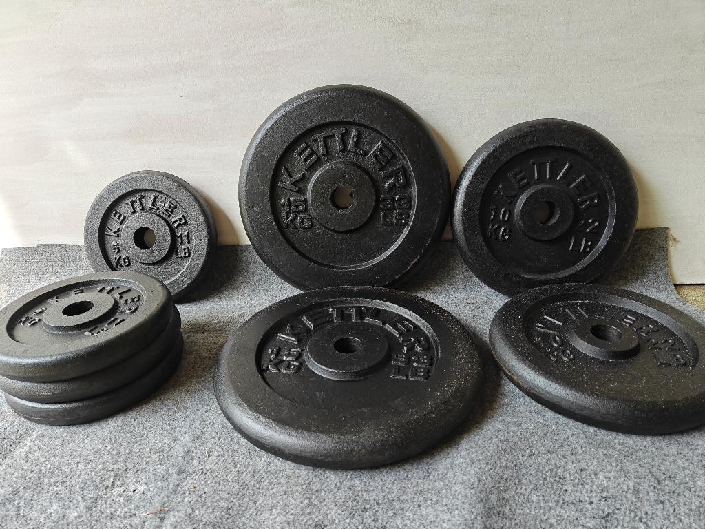 Halterschijven, Sport en Fitness, Fitnessmaterialen, Ophalen, Gebruikt, Halterschijven