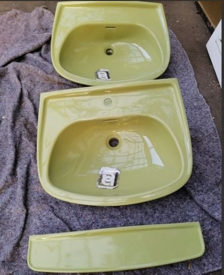 Vintage  old stock Italy wastafel + aflegbord 1974 stukprijs, Ophalen, Huis en Inrichting