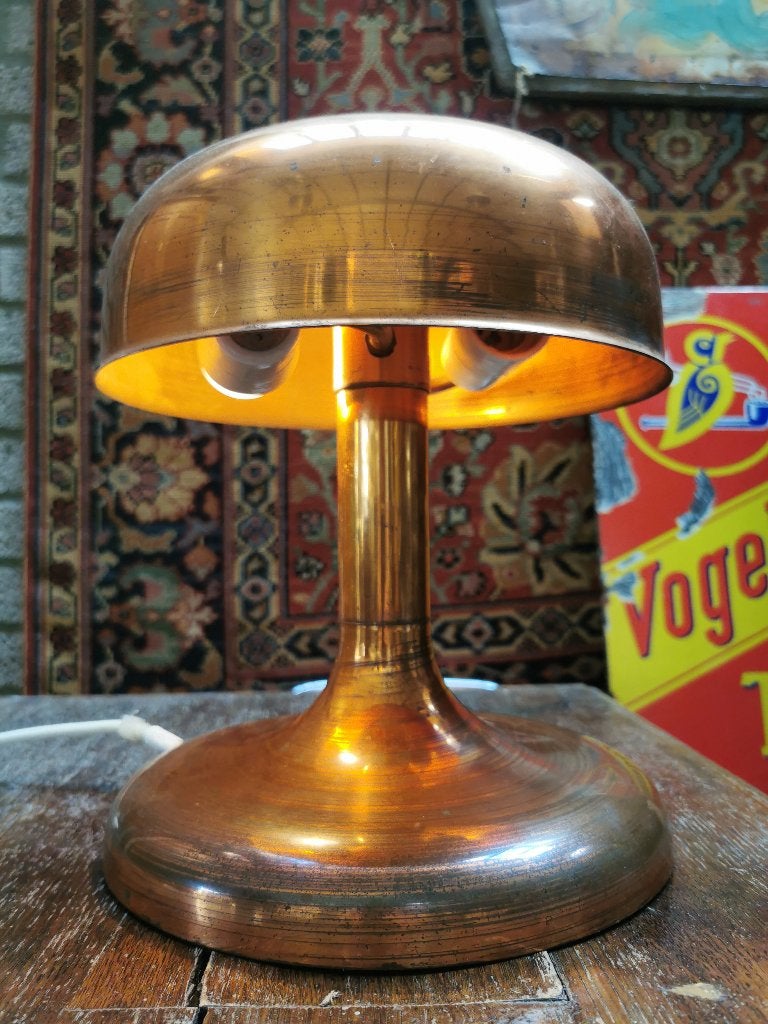 vintage koperen tafellamp, Antiek en Kunst, Ophalen of Verzenden