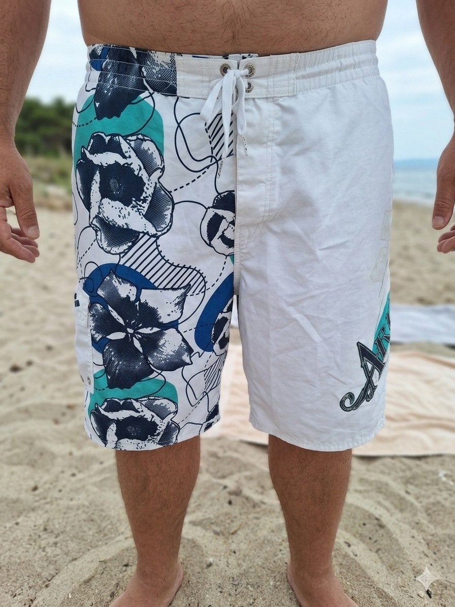 Short de bain arena blanc bleu turquoise taille XL, Wit, Maat 56/58 (XL), Ophalen of Verzenden, Arena