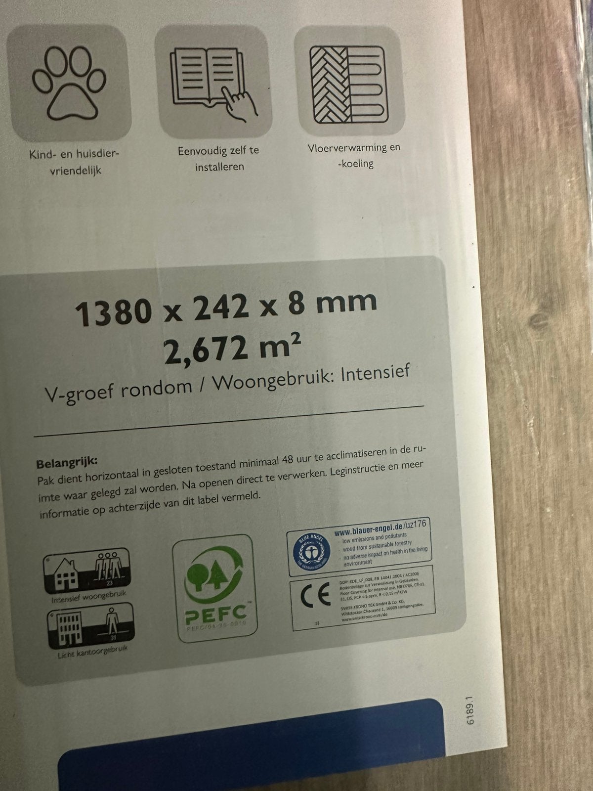 59m² XL laminaat Maris Smoky Eiken 8mm, Enlèvement, Comme neuf