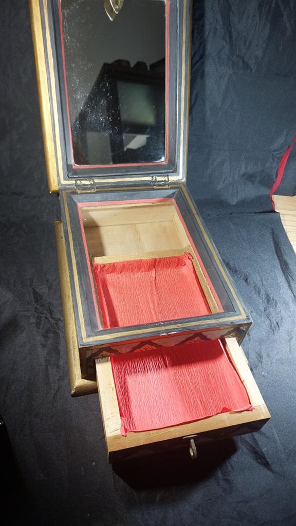 Uniek Handgeschilderd Vintage Houten Sieradenkistje, Enlèvement ou Envoi