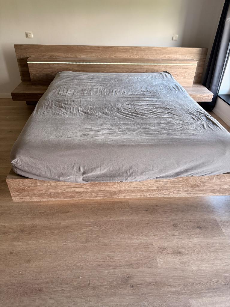 Lit 2 personnes 160cm, Enlèvement, Utilisé, Bois, Deux personnes