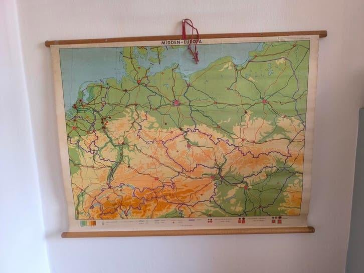 Oude schoolplaat, Midden-Europa, Wolters, Antiek en Kunst, Ophalen of Verzenden