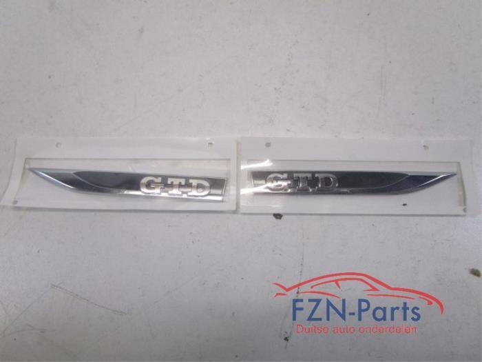 VW Golf 7 GTD Emblemen Embleem Sticker Logo Zijscherm Set L+, Auto-onderdelen, Ophalen of Verzenden, Gebruikt