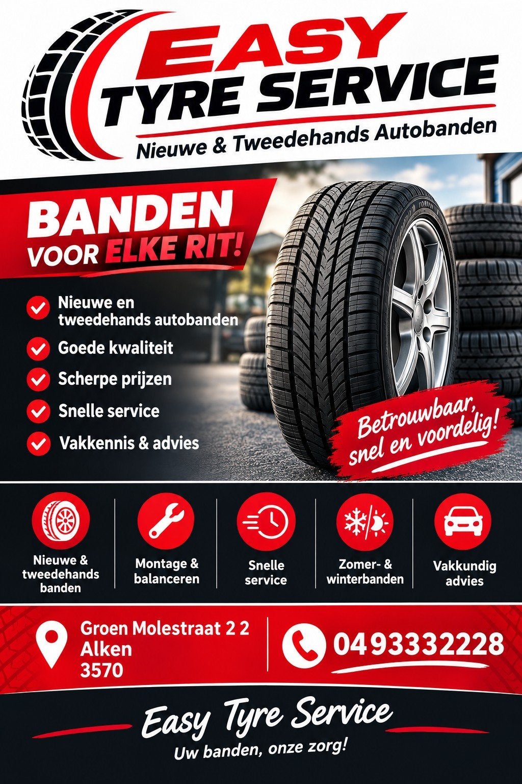 Banden Service- Scherpe Prijzen  
Op zoek naar nieuwe o, Autos : Pièces & Accessoires, Enlèvement ou Envoi, Pneu(s)