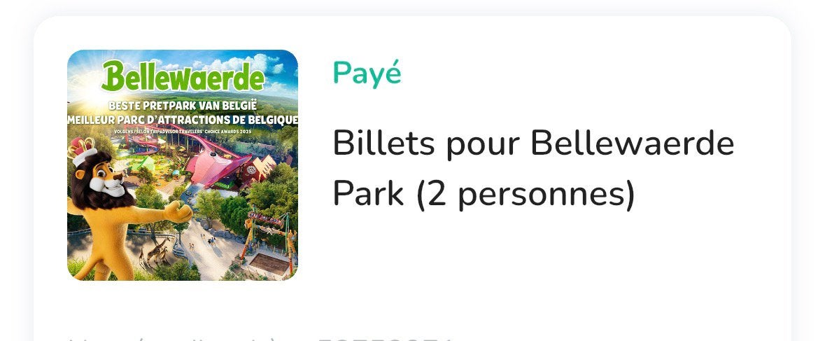 4 Billet pour le parc de Bellewaerde., Tickets en Kaartjes, Drie personen of meer, Overige soorten, Pretpark