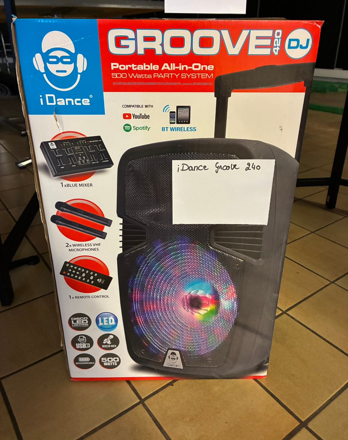 iDance Groove 420DJ partyspeaker, Ophalen, Zo goed als nieuw, Microfoon(s)