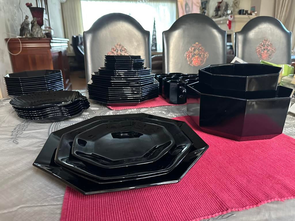 Arcoroc France Luminarc zwarte Octime servies, Ophalen, Gebruikt, Glas, Overige stijlen