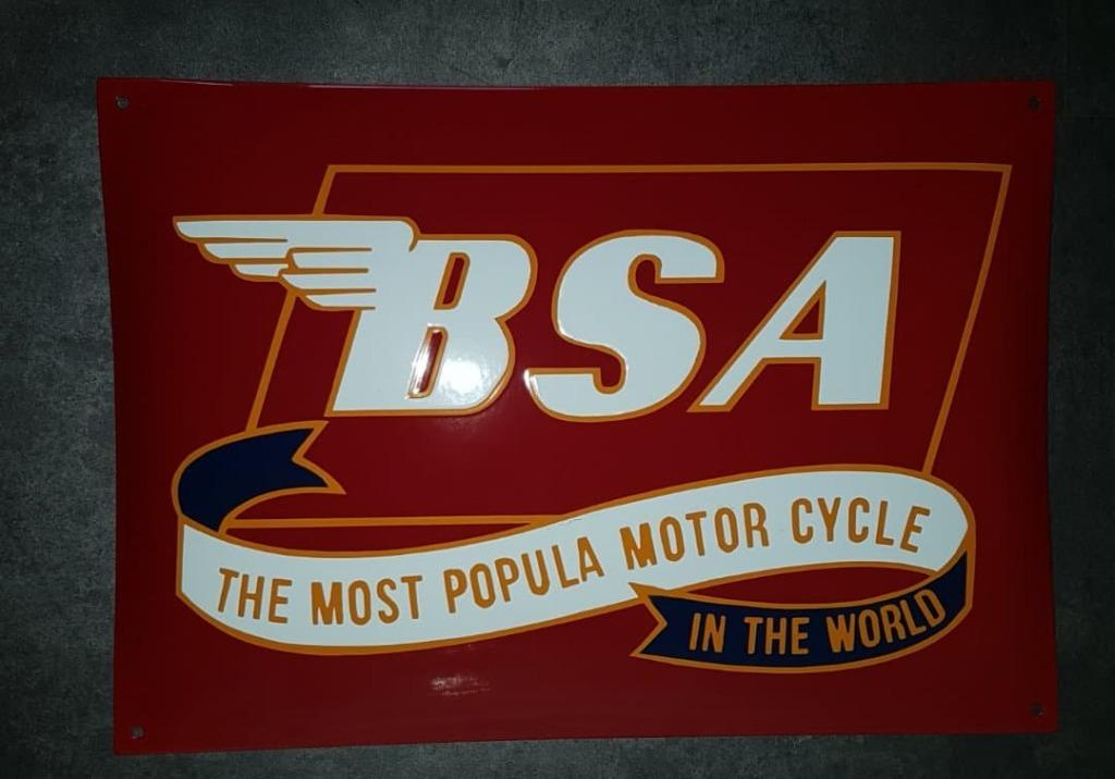 BSA zwaar emaillen motor reclame bord en veel andere borden, Enlèvement ou Envoi, Comme neuf, Panneau publicitaire