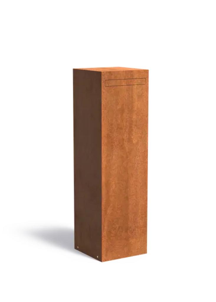 Minimalistische cortenstalen brievenbus (350x350x1200), Tuin en Terras, Ophalen, Nieuw, Staal