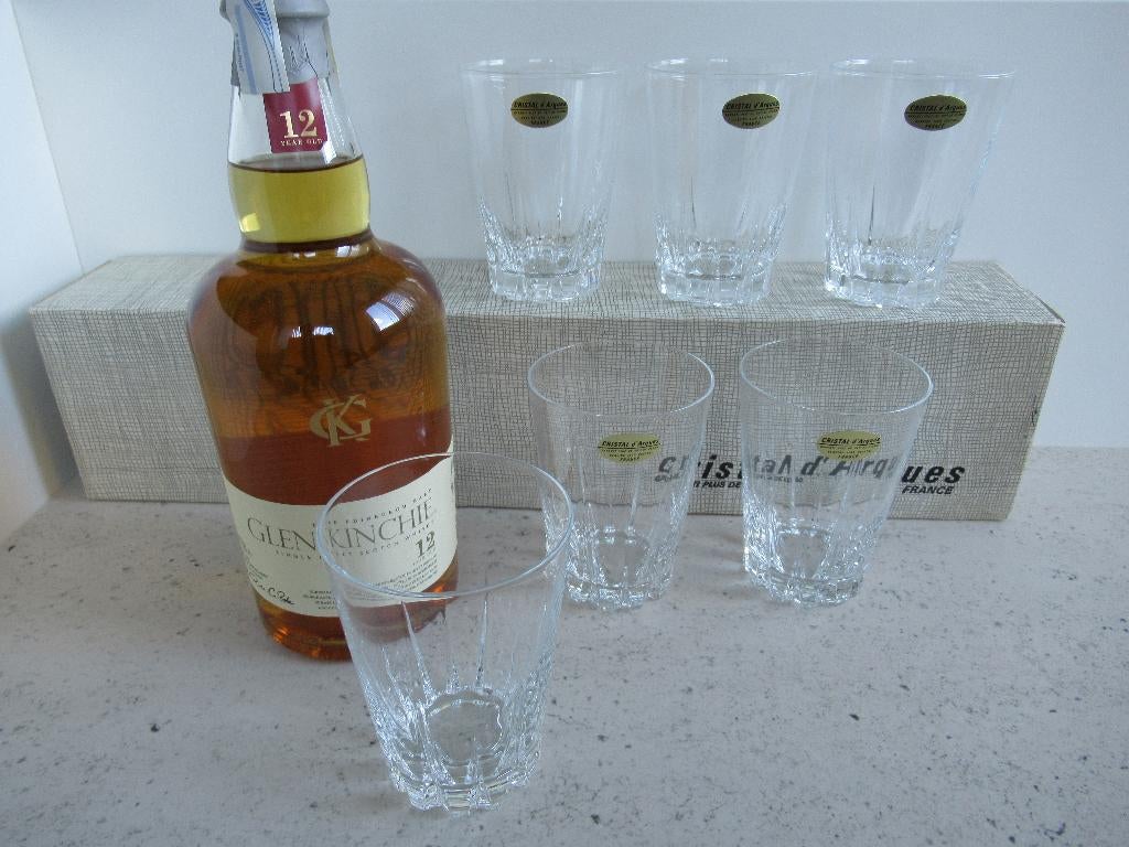 glazen-whiskyglazen-6 stuks-CRISTAL D ARQUES-VINTAGE-NIEUW, Ophalen of Verzenden