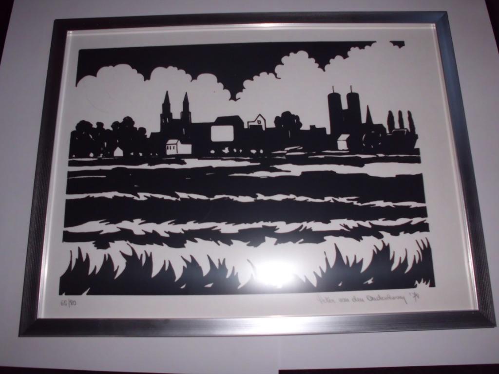 Dorpstafereel Litho : getekend, Antiek en Kunst, Kunst | Schilderijen | Modern, Ophalen