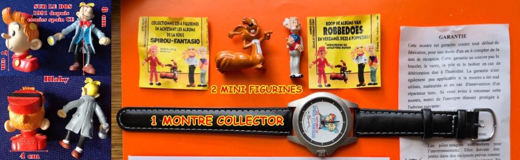 1991-SPIROU-FANTASIO-DUPUIS- 1 horloge- 2 minifiguren, Verzamelen, Verzenden, Zo goed als nieuw