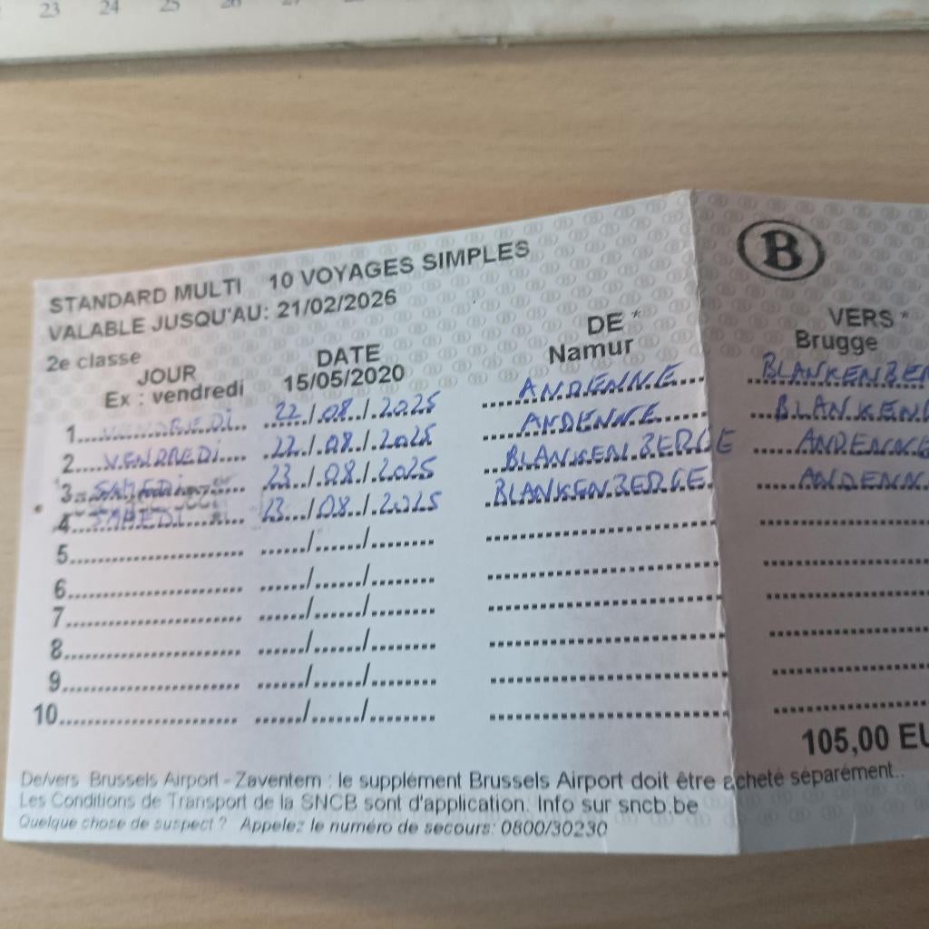 Multi pass SNCB, Ophalen, Nieuw