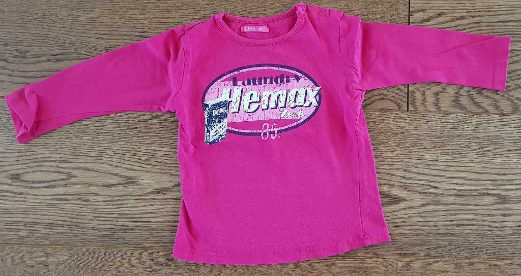 Roze T-shirt lange mouwen Hema 86, Kinderen en Baby's, Babykleding | Maat 86, Gebruikt, Meisje, Ophalen of Verzenden, Hema