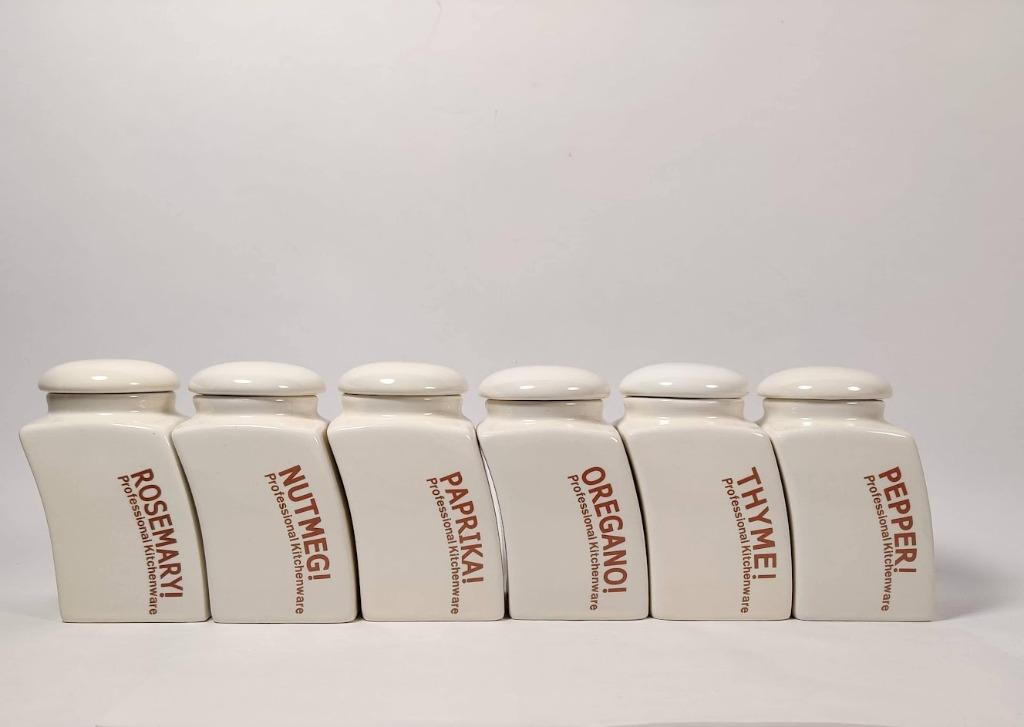 Set 6 kruidenpotjes in porselein/ Nieuw/ Modern-Landelijk, Ophalen of Verzenden