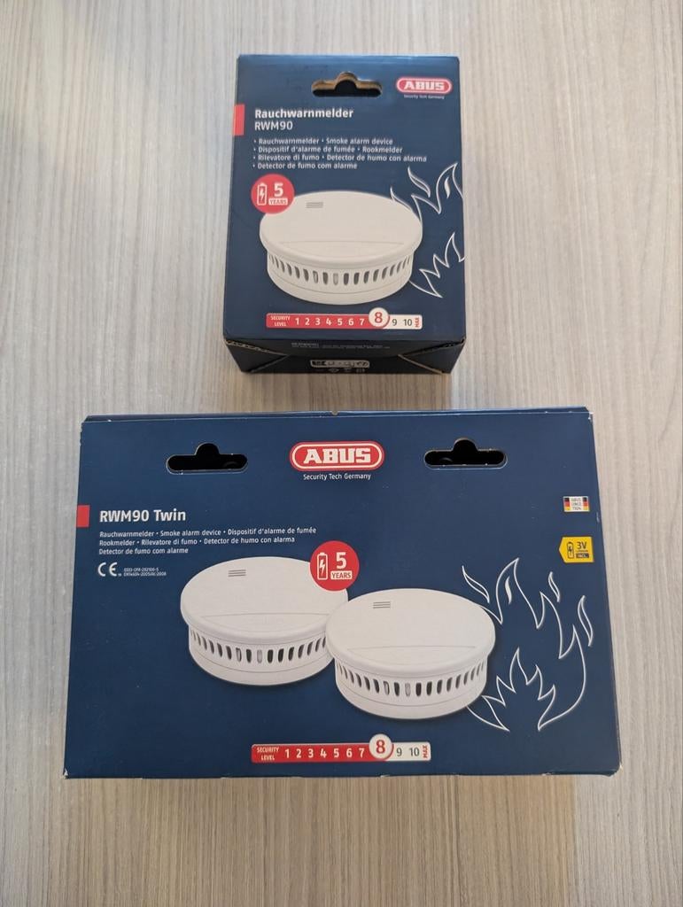 Lot de 3 détecteurs de fumée ABUS RWM90 neufs, Enlèvement ou Envoi, Fumée