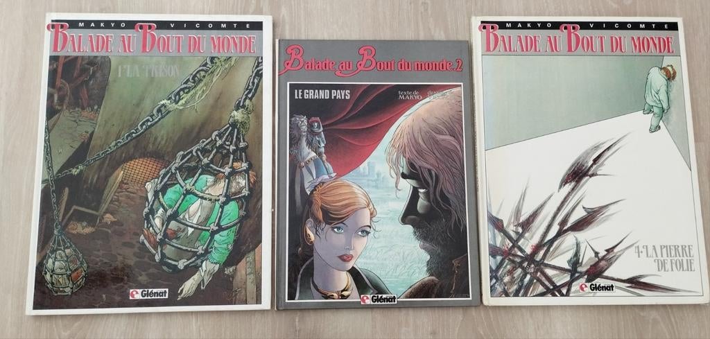 3 BD BALADE AU BOUT DU MONDE (T1-2-4), Boeken, Gelezen, Ophalen of Verzenden, Makyo - Vicomte, Meerdere stripboeken