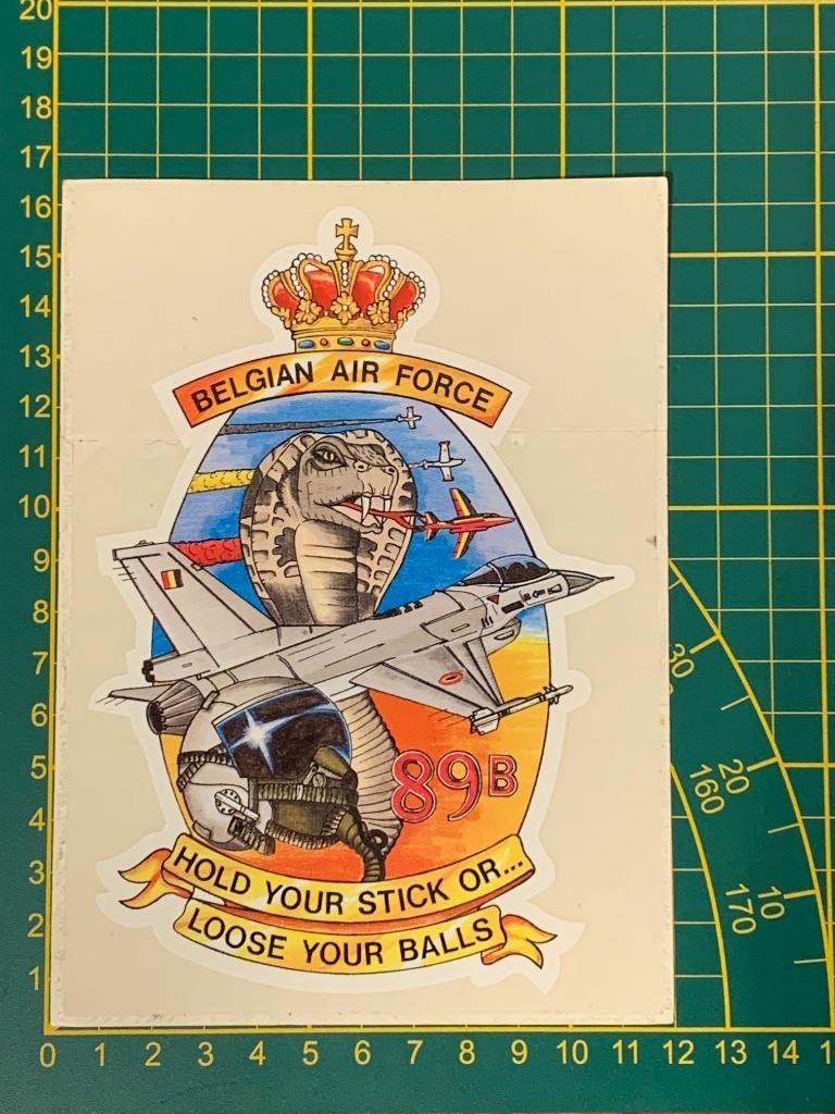 Sticker PROM 89B Belgian Air Force - F16, Collections, Enlèvement ou Envoi, Armée de l'air, Autres types