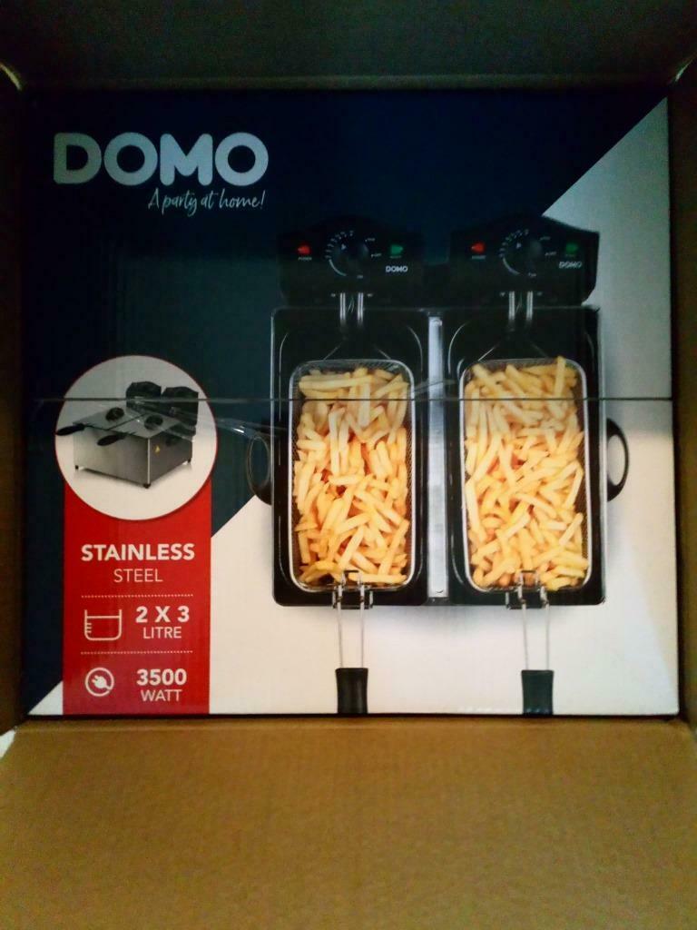 DOMO - Double friteuse **NEUVE**, Electroménager, 4 litres ou plus, Enlèvement ou Envoi, Neuf, Friteuse duo