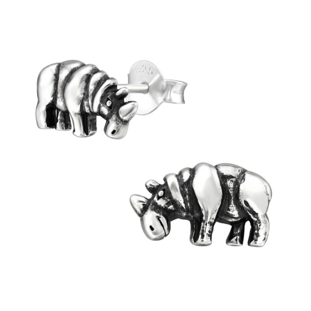 Boucles d'oreilles rhinocéros en argent, Enlèvement ou Envoi, Argent, Argent, Neuf