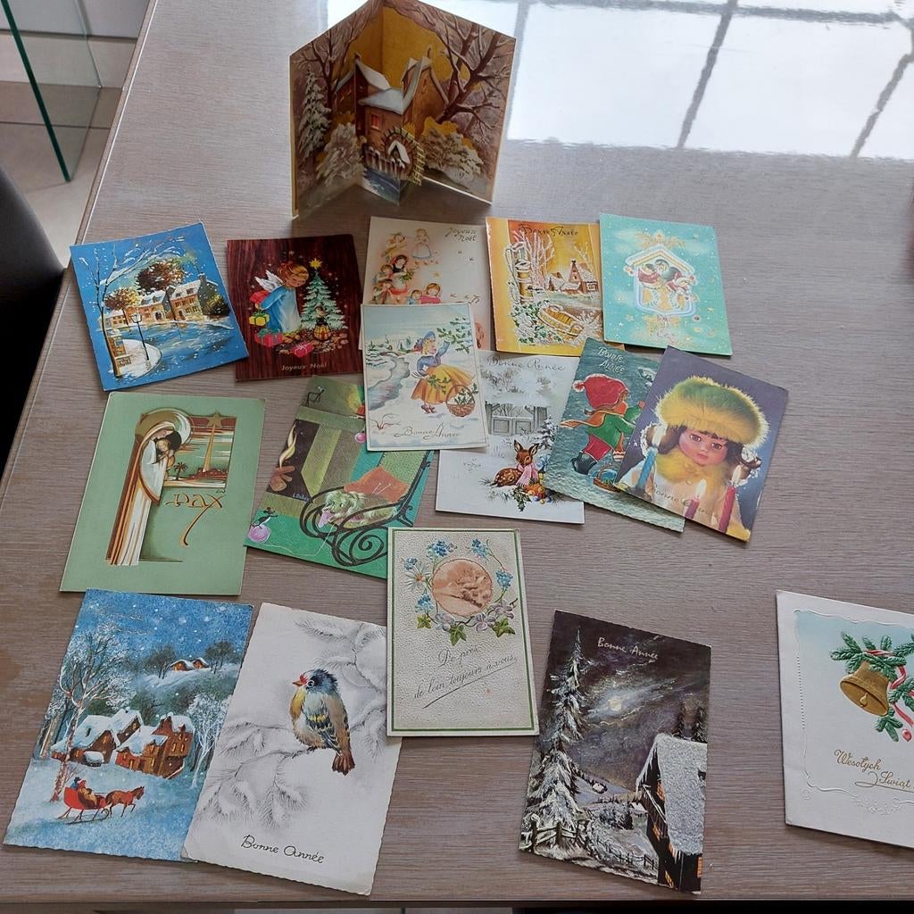 Lot gelopen oude Kerst en Nieuwjaarskaartjes, Diversen, Ophalen of Verzenden, Zo goed als nieuw
