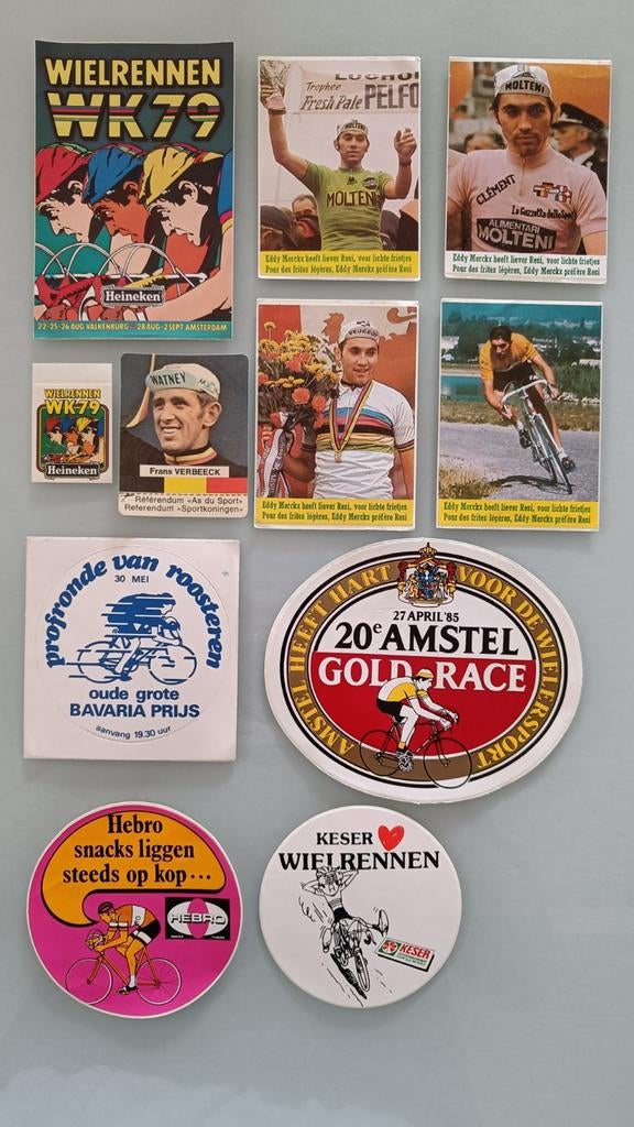 Vintage stickers wielrennen., Verzamelen, Ophalen of Verzenden, Zo goed als nieuw