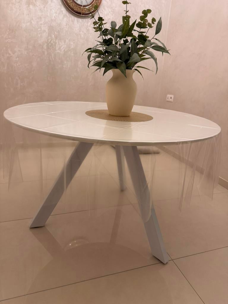 Witte ronde tafel 120 cm, Maison & Meubles, Tables | Tables d'appoint, Comme neuf, Enlèvement