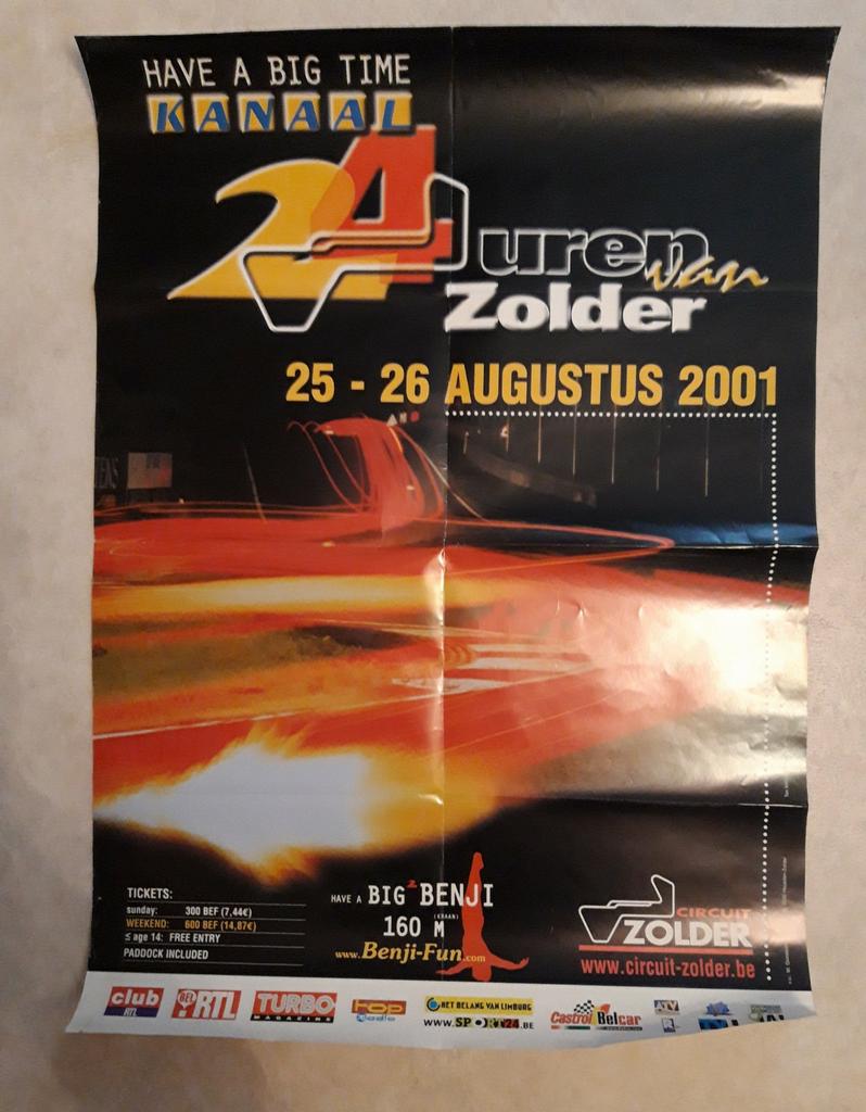 24h van Zolder 2001 affiche., Verzenden, Zo goed als nieuw, Auto's