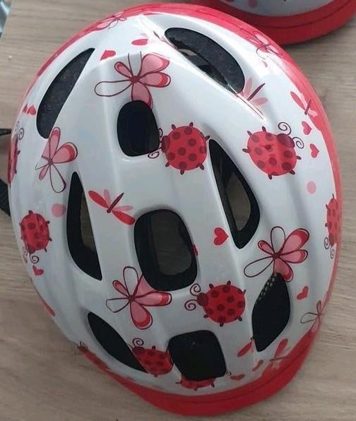 Casque vélo enfant - blanc rose - coccinelles, Vélos & Vélomoteurs, Enlèvement ou Envoi, Comme neuf