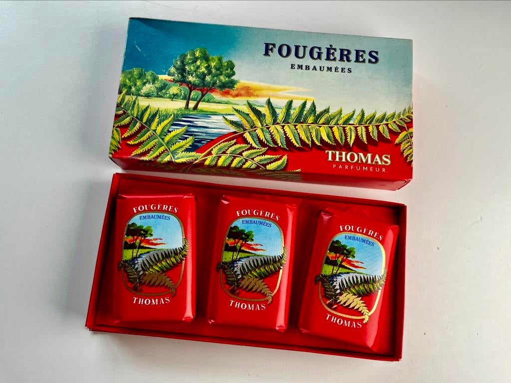 FOUGÈRES EMBAUMÉES THOMAS PARFUMEUR Vintage Zeep Set, Verzamelen, Ophalen of Verzenden, Nieuw, Gevuld