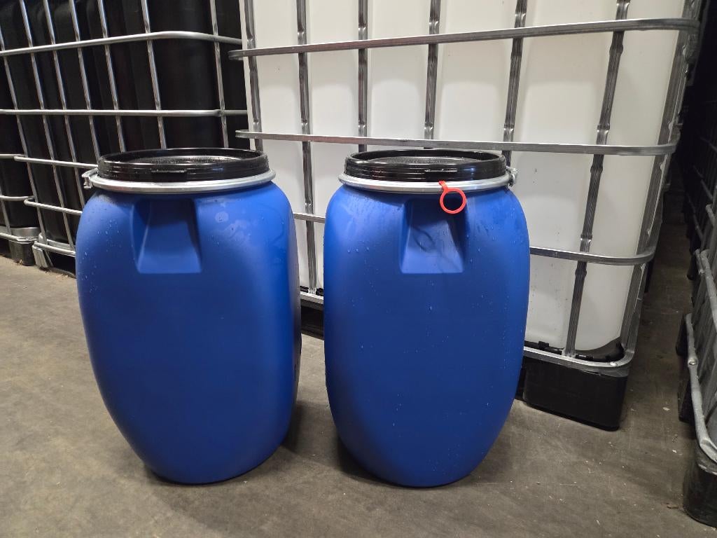 Nieuwe blauwe vaten van 60 L met deksel en klemring, Minder dan 75 liter, Ophalen, Nieuw, Kunststof