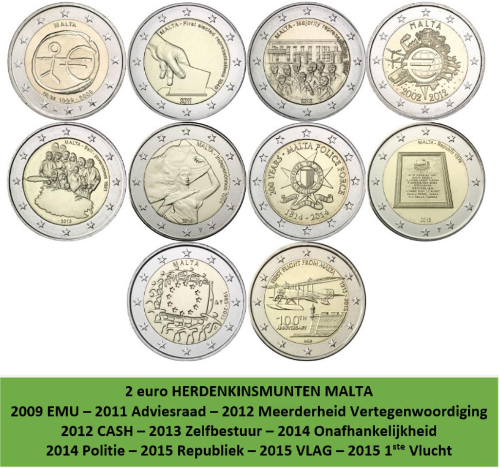 2 euro herdenkingsmunten Malta, Verzenden, Malta, 2 euro