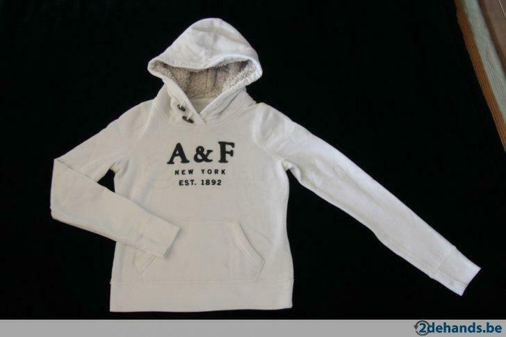Witte dames sweater met kap 'Abercrombie & Fitch', Maat:S,, Wit, Ophalen of Verzenden, Maat 36 (S), Gedragen