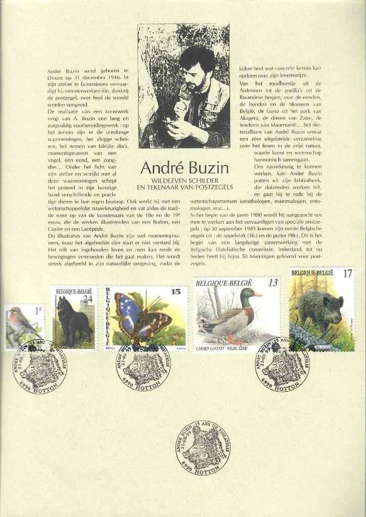 Belgie Andre Buzin gestempeld, Enlèvement ou Envoi, Affranchi, Oblitéré