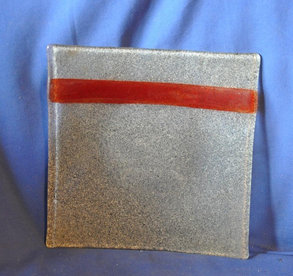 vide poche carré en verre avec ligne rouge, Enlèvement ou Envoi, Comme neuf