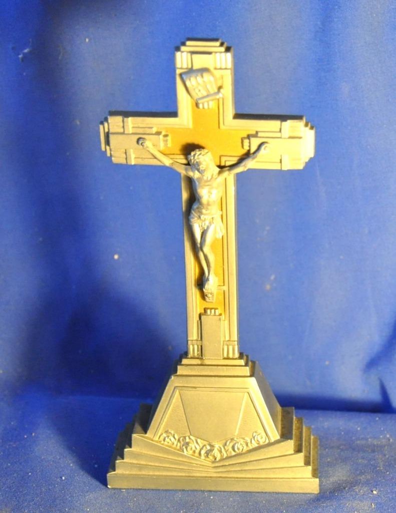 joli crucifix art nouveau a poser en metal deuxton, Enlèvement ou Envoi