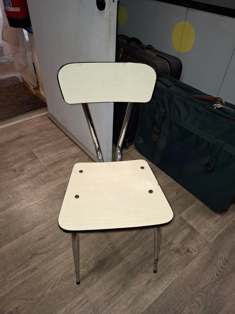 4 chaises Formica blanches, Vintage, Enlèvement, Utilisé, Bois