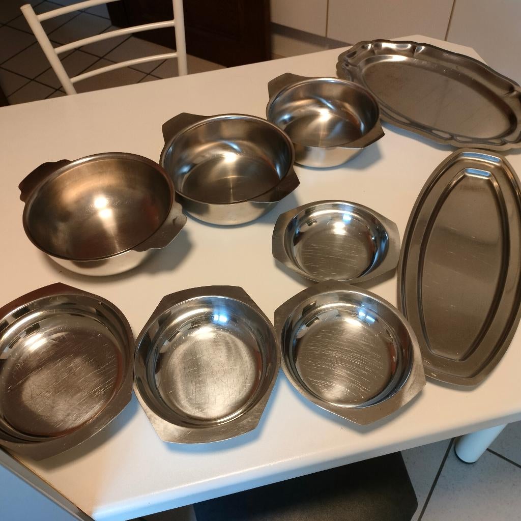 Inox schotels-kommen, Huis en Inrichting, Ophalen of Verzenden, Gebruikt, Inox, Overige typen