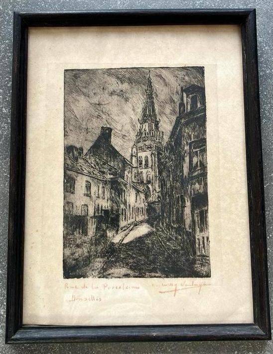 Gravure de Bruxelles : Rue de la Porcelaine, Antiquités & Art, Enlèvement ou Envoi
