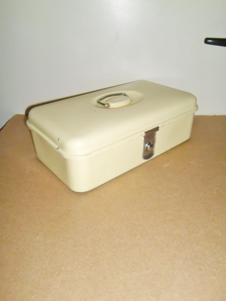 Oude broodtrommel,broodblik,vintage,retro,creme,trommel,blik, Ophalen of Verzenden