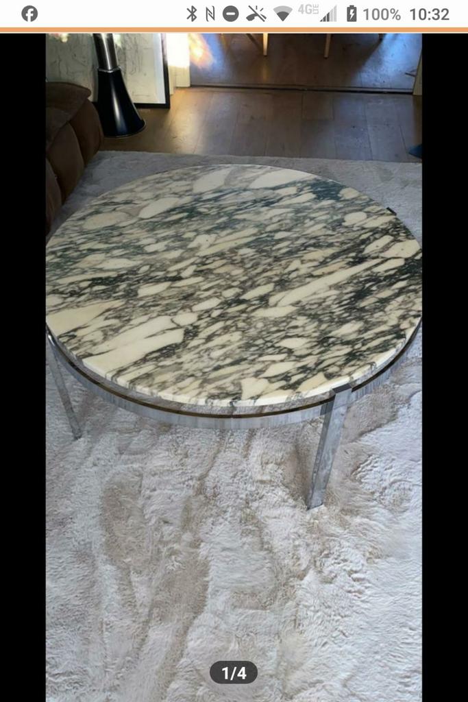 Prachtige design marmeren arabescato salontafel met chroom, Ophalen, Rond