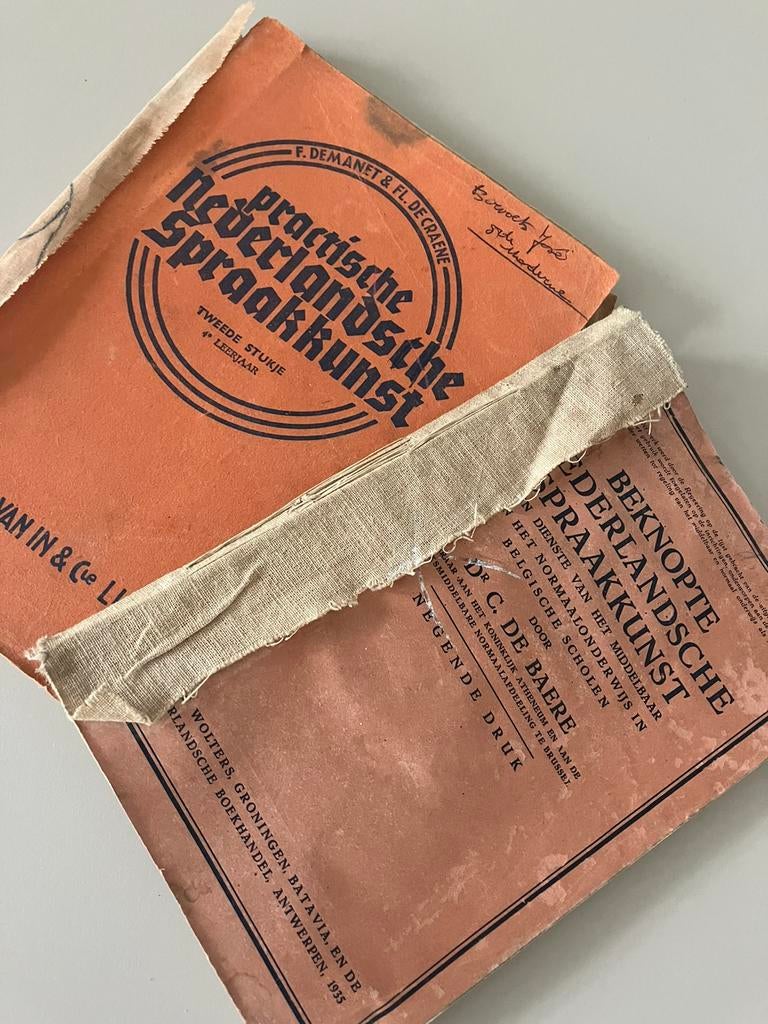 Lot 2 OUDE leerboeken SPRAAKKUNST 1935., Ophalen of Verzenden