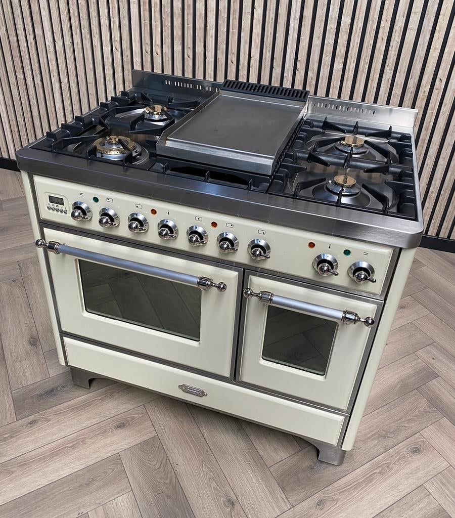 Magnifique Boretti Majestic Crème 100cm Gaz/Electro + Frytop, Electroménager, Gaz, Comme neuf, 90 à 95 cm, 5 zones de cuisson ou plus
