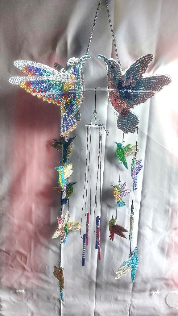 Grand carillon "colibris" en acrylique et perles strass, Jardin & Terrasse, Enlèvement ou Envoi, Neuf
