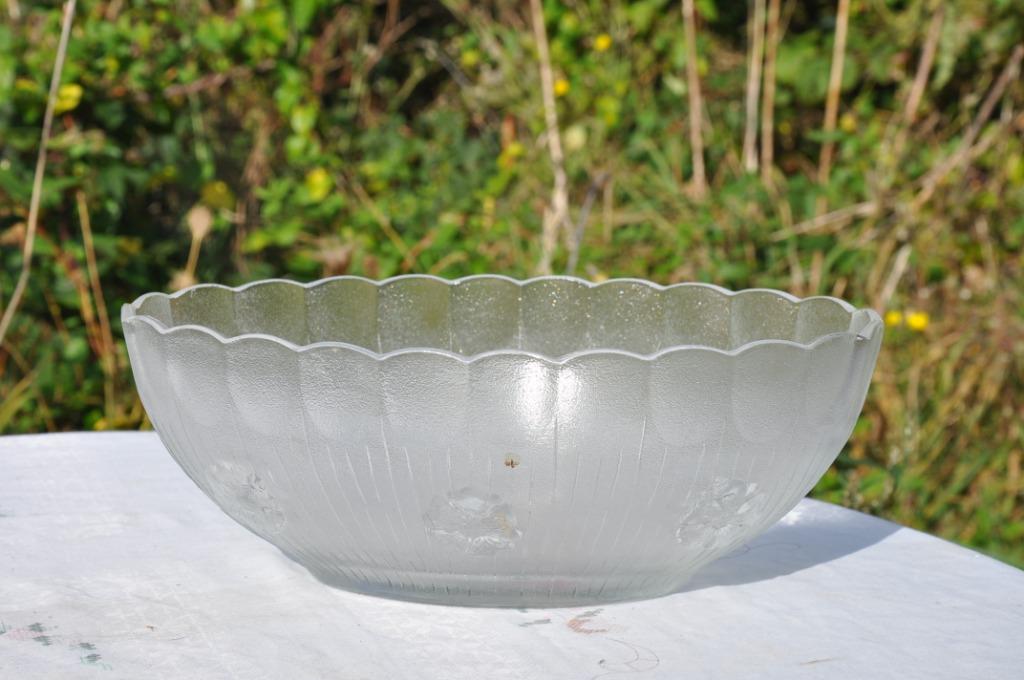 corbeille a fruit ovale en verre bord festonné, Ophalen of Verzenden, Zo goed als nieuw, Glas, Kom(men)